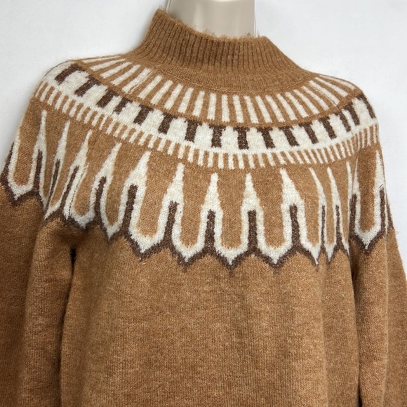 Vero Moda Simone high neck Nordic sweater Brown NWT - Picture 2 of 12